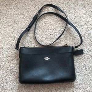 Slim black Coach crossbody purse